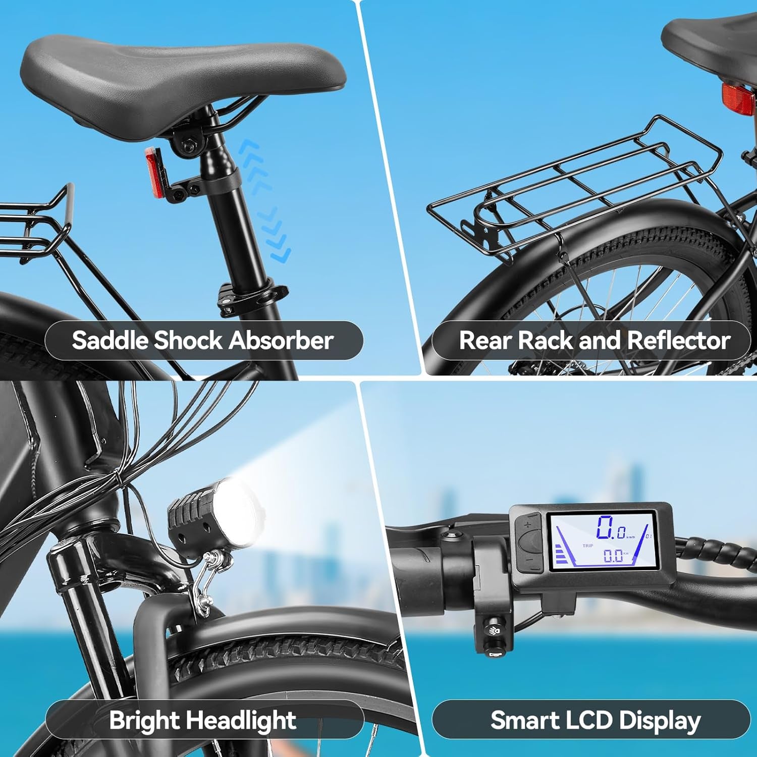24"/26" Electric Bike for Adults with Peak 1000W Motor & 48V 940.8 Wh Removable Battery, up to 90Miles 23+ MPH Step Thru Electric Bicycle, Commuter E Bikes with 7-Speed, UL 2849 Certified