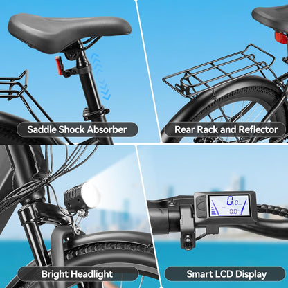 24"/26" Electric Bike for Adults with Peak 1000W Motor & 48V 940.8 Wh Removable Battery, up to 90Miles 23+ MPH Step Thru Electric Bicycle, Commuter E Bikes with 7-Speed, UL 2849 Certified