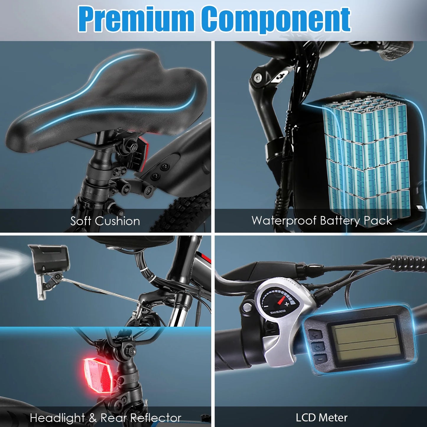 500W 26" Electric Bike Folding Electric Mountain Bike, 22Mph, 48V 7.8Ah Battery Foldable Ebike, 21 Speed, Full Suspension Mountain E-Bikes for Adults Women Men with 5 Riding Modes