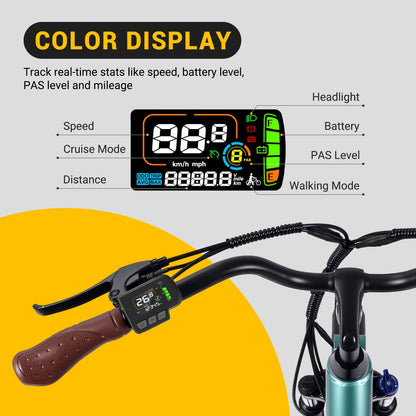 MF25 Electric Bikes for Adults, 1000W Peak Motor, up to 70 Miles, 48V 10.4Ah Built-In Battery, 25 MPH Electric Cruiser Bicycle, 26" 7-Speed Ebikes with Suspension