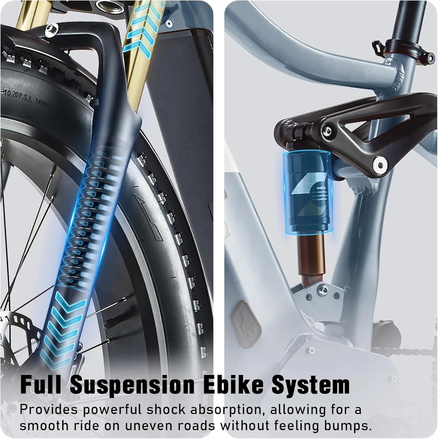 Dual Motors AWD 2000W Electric Bike for Adult 26'', UL2849 48V 60AH Removable Battery E-Mountain Bike 4'' Fat Tire up to 35Mph&200Miles Long Range off Road Ebike Beach Dual Hydraulic&Brakes E-Bicycle