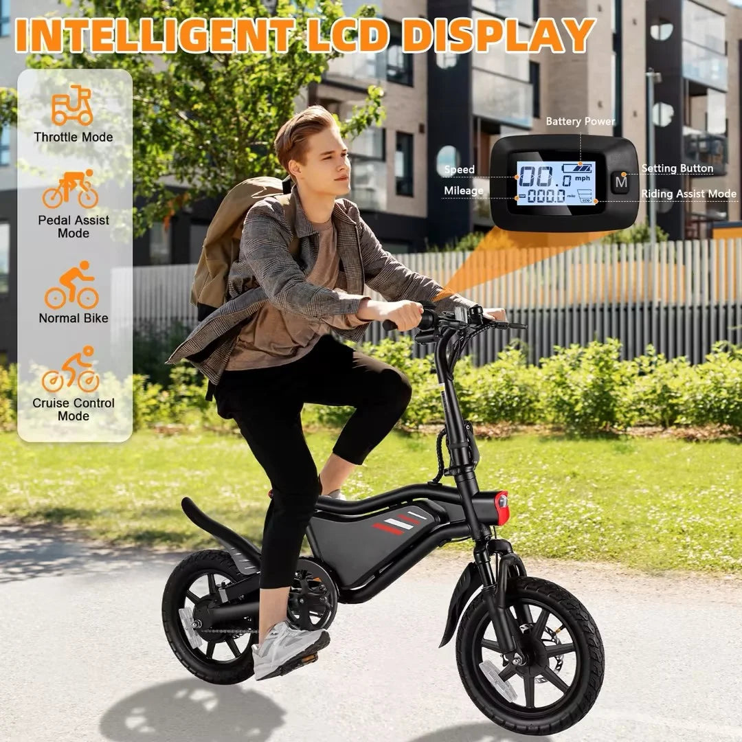 350W Foldable Electric Bike for Adults, 14" Small E-Bike, LCD, Full Suspension, 48V 7.8Ah Electric Cycle for Adult UL 2849