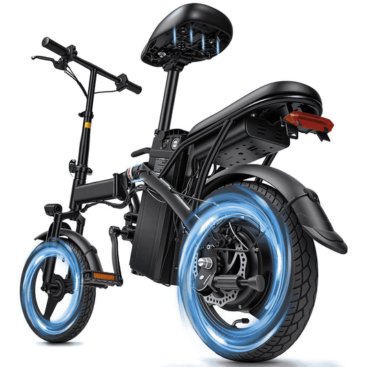 Electric Bike, 18 Mph Electric Bicycles, 350W Peak 500W Motor Foldable Ebike, 14" Tire E-Bike for Adults, 48V 8Ah Battery, 15° Uphill, UL2849 Certified, 25 Miles PAS Range