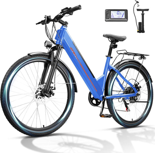 24"/26" Electric Bike for Adults with Peak 1000W Motor & 48V 940.8 Wh Removable Battery, up to 90Miles 23+ MPH Step Thru Electric Bicycle, Commuter E Bikes with 7-Speed, UL 2849 Certified