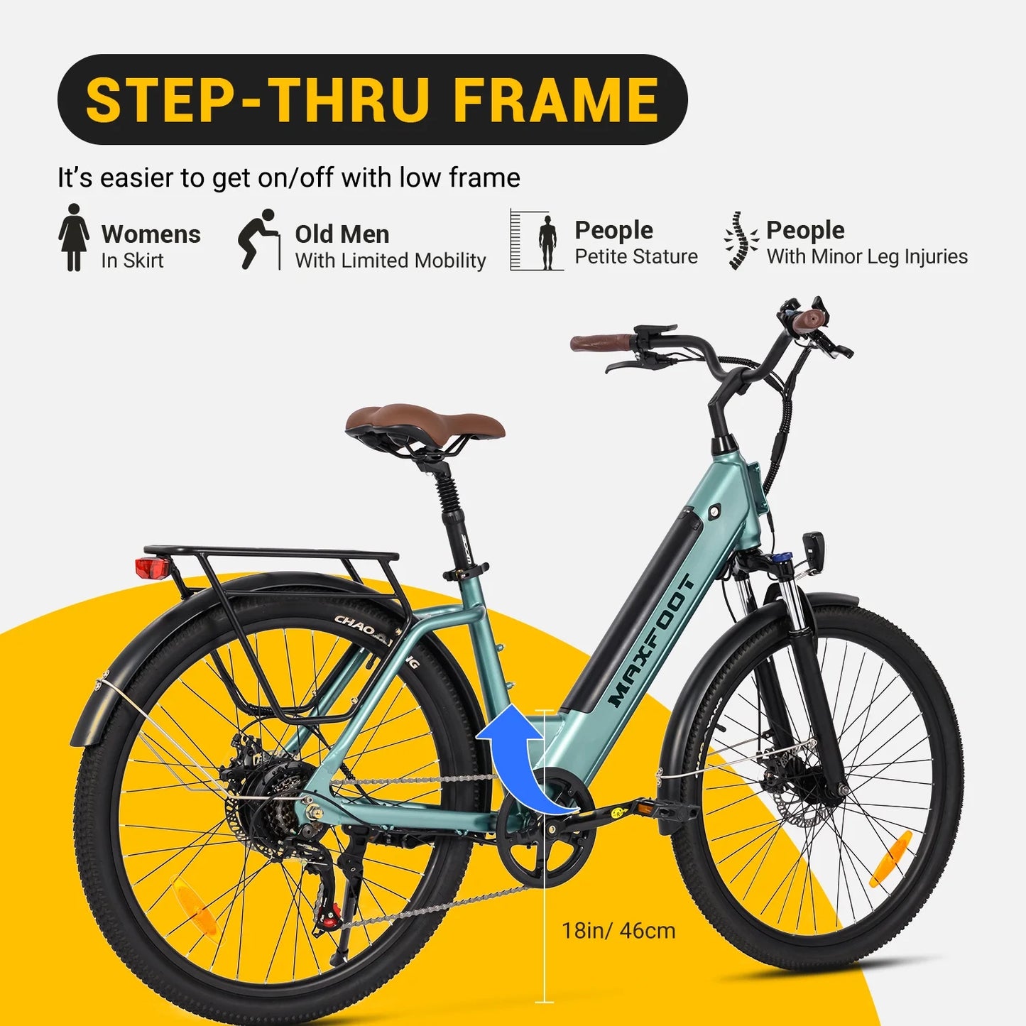 MF25 Electric Bikes for Adults, 1000W Peak Motor, up to 70 Miles, 48V 10.4Ah Built-In Battery, 25 MPH Electric Cruiser Bicycle, 26" 7-Speed Ebikes with Suspension
