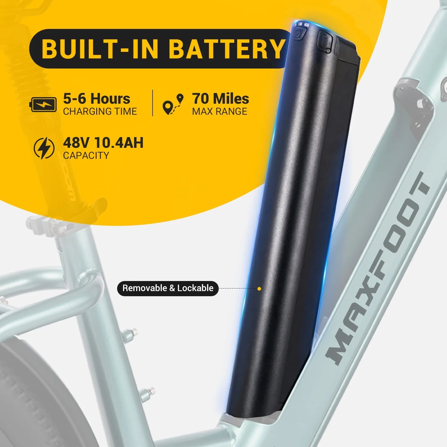 MF25 Electric Bikes for Adults, 1000W Peak Motor, up to 70 Miles, 48V 10.4Ah Built-In Battery, 25 MPH Electric Cruiser Bicycle, 26" 7-Speed Ebikes with Suspension