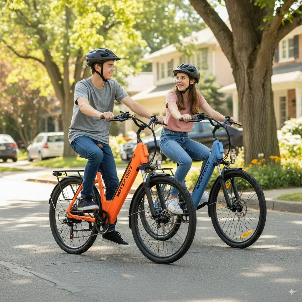 MF25 Electric Bikes for Adults, 1000W Peak Motor, up to 70 Miles, 48V 10.4Ah Built-In Battery, 25 MPH Electric Cruiser Bicycle, 26" 7-Speed Ebikes with Suspension