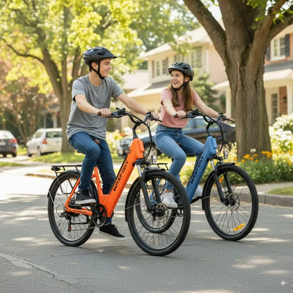 MF25 Electric Bikes for Adults, 1000W Peak Motor, up to 70 Miles, 48V 10.4Ah Built-In Battery, 25 MPH Electric Cruiser Bicycle, 26" 7-Speed Ebikes with Suspension