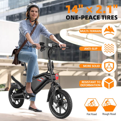 350W Foldable Electric Bike for Adults, 14" Small E-Bike, LCD, Full Suspension, 48V 7.8Ah Electric Cycle for Adult UL 2849