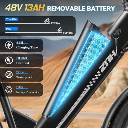 24"/26" Electric Bike for Adults with Peak 1000W Motor & 48V 940.8 Wh Removable Battery, up to 90Miles 23+ MPH Step Thru Electric Bicycle, Commuter E Bikes with 7-Speed, UL 2849 Certified