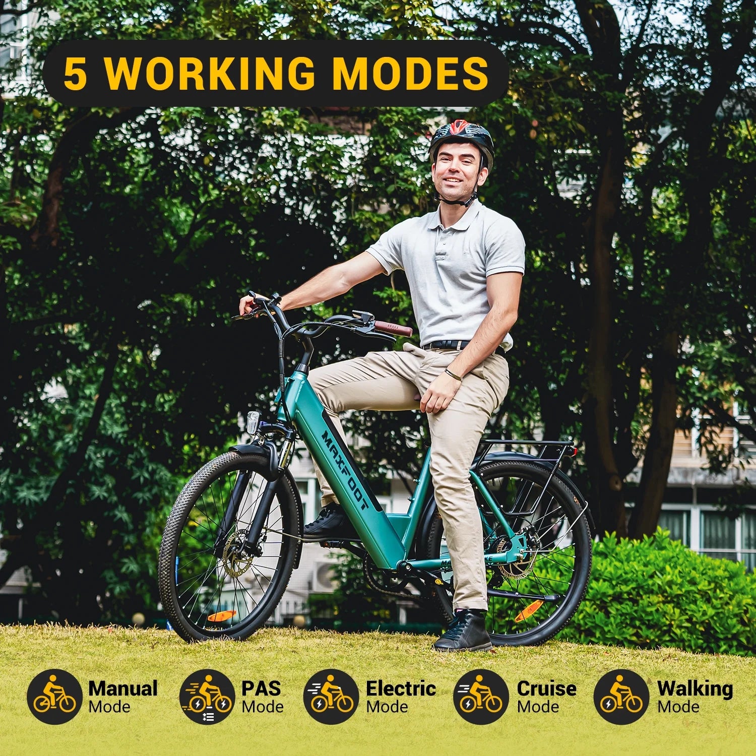 MF25 Electric Bikes for Adults, 1000W Peak Motor, up to 70 Miles, 48V 10.4Ah Built-In Battery, 25 MPH Electric Cruiser Bicycle, 26" 7-Speed Ebikes with Suspension