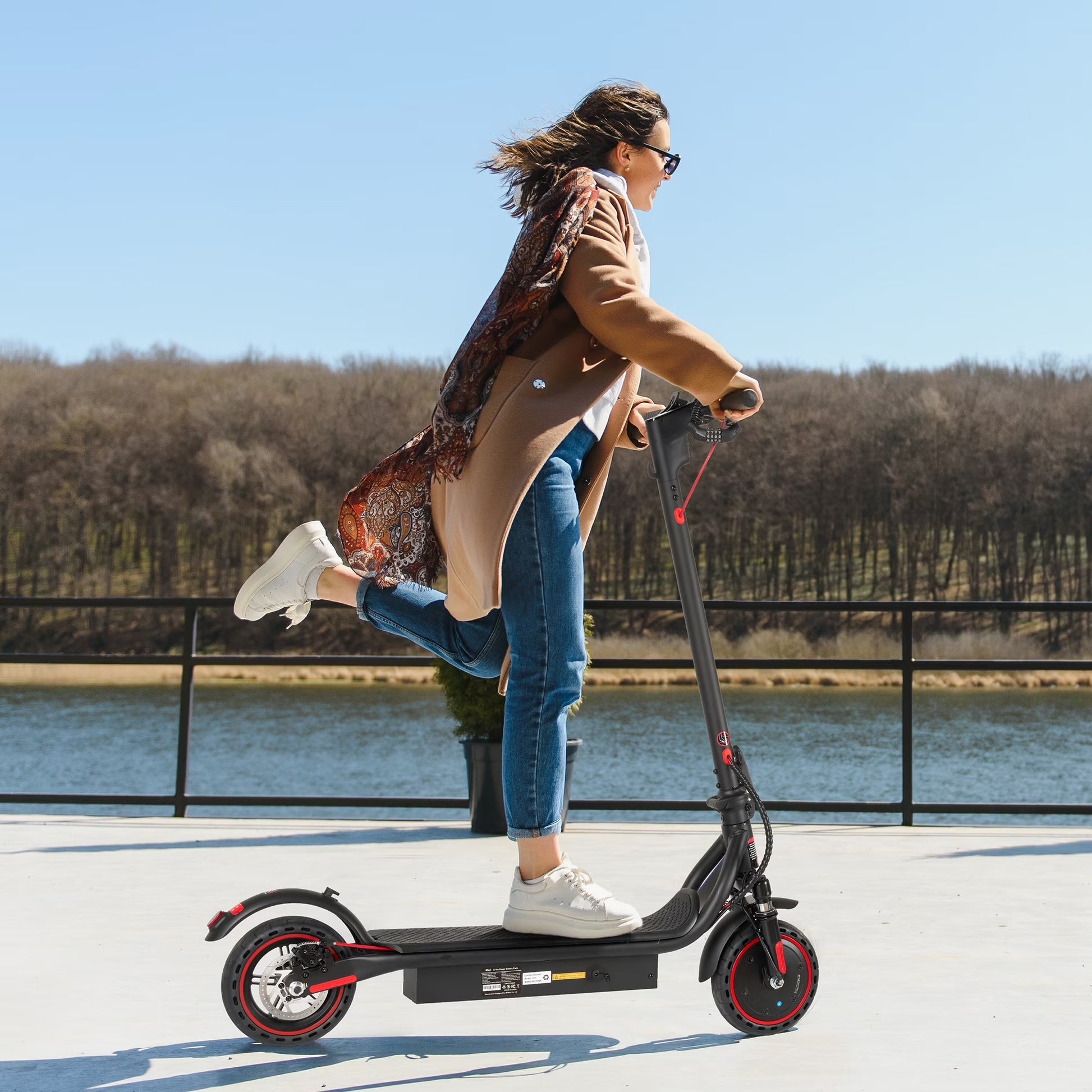 Electric Scooter,350W Motor up to 16MPH 21-24Miles Range 8.5" Solid Tires Portable Commuting Foldable Scooter for Adults with Dual Braking, Escooter for Adults Commuting