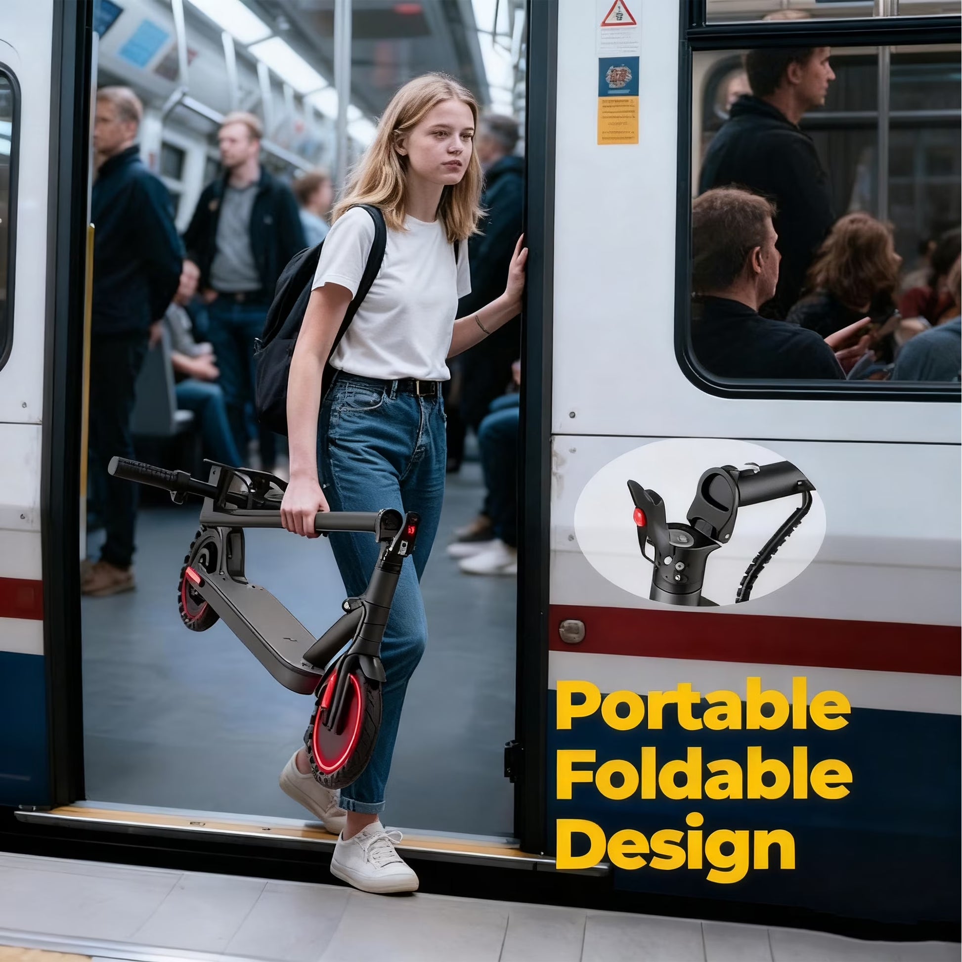J078 Electric Scooter for Men and Women 8.5" Solid Tire 19Mph Power by 350W Motor Max 21 Mile Range Folding Commuting E Scooter