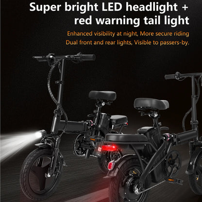Electric Bike, 18 Mph Electric Bicycles, 350W Peak 500W Motor Foldable Ebike, 14" Tire E-Bike for Adults, 48V 8Ah Battery, 15° Uphill, UL2849 Certified, 25 Miles PAS Range