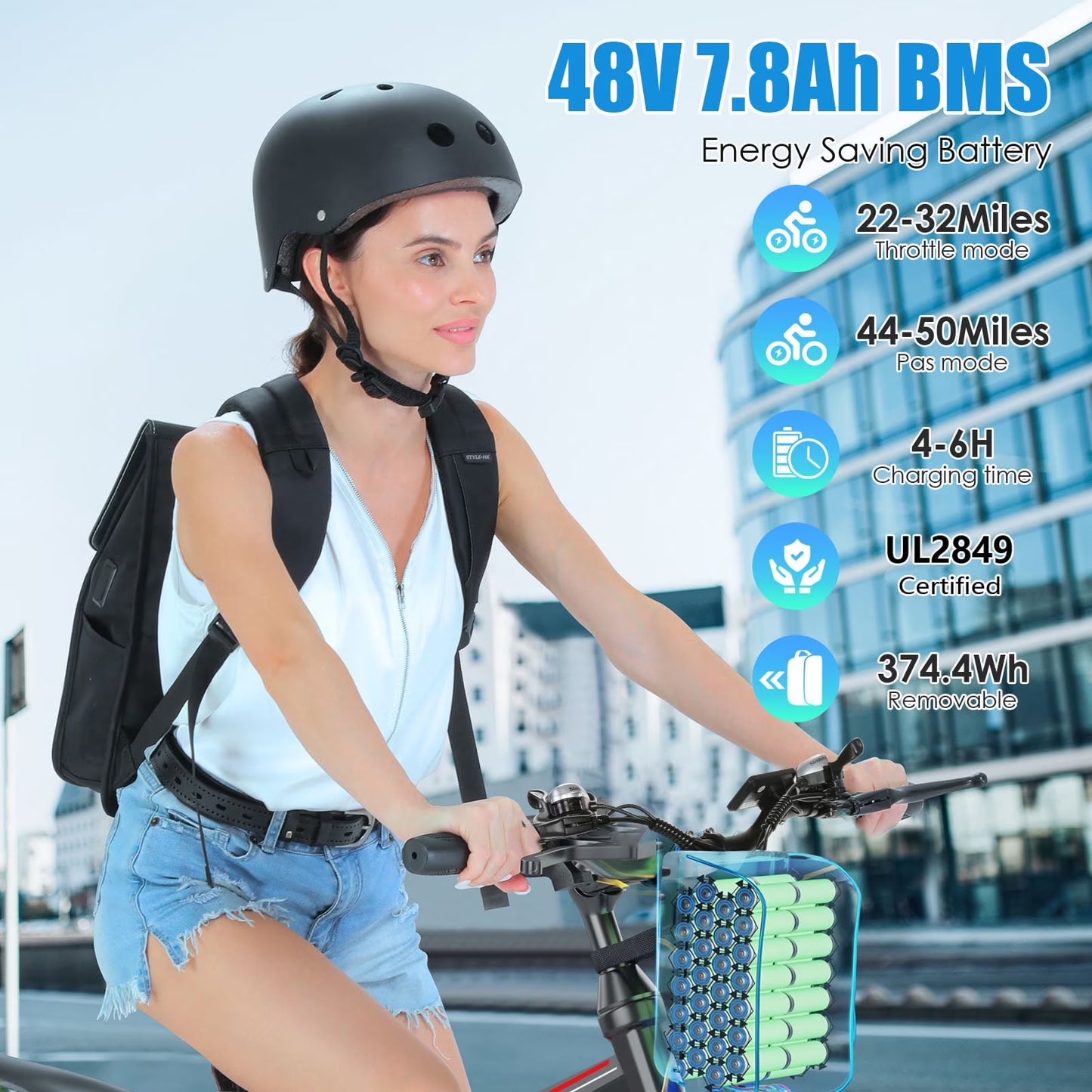 500W 26" Electric Bike Folding Electric Mountain Bike, 22Mph, 48V 7.8Ah Battery Foldable Ebike, 21 Speed, Full Suspension Mountain E-Bikes for Adults Women Men with 5 Riding Modes