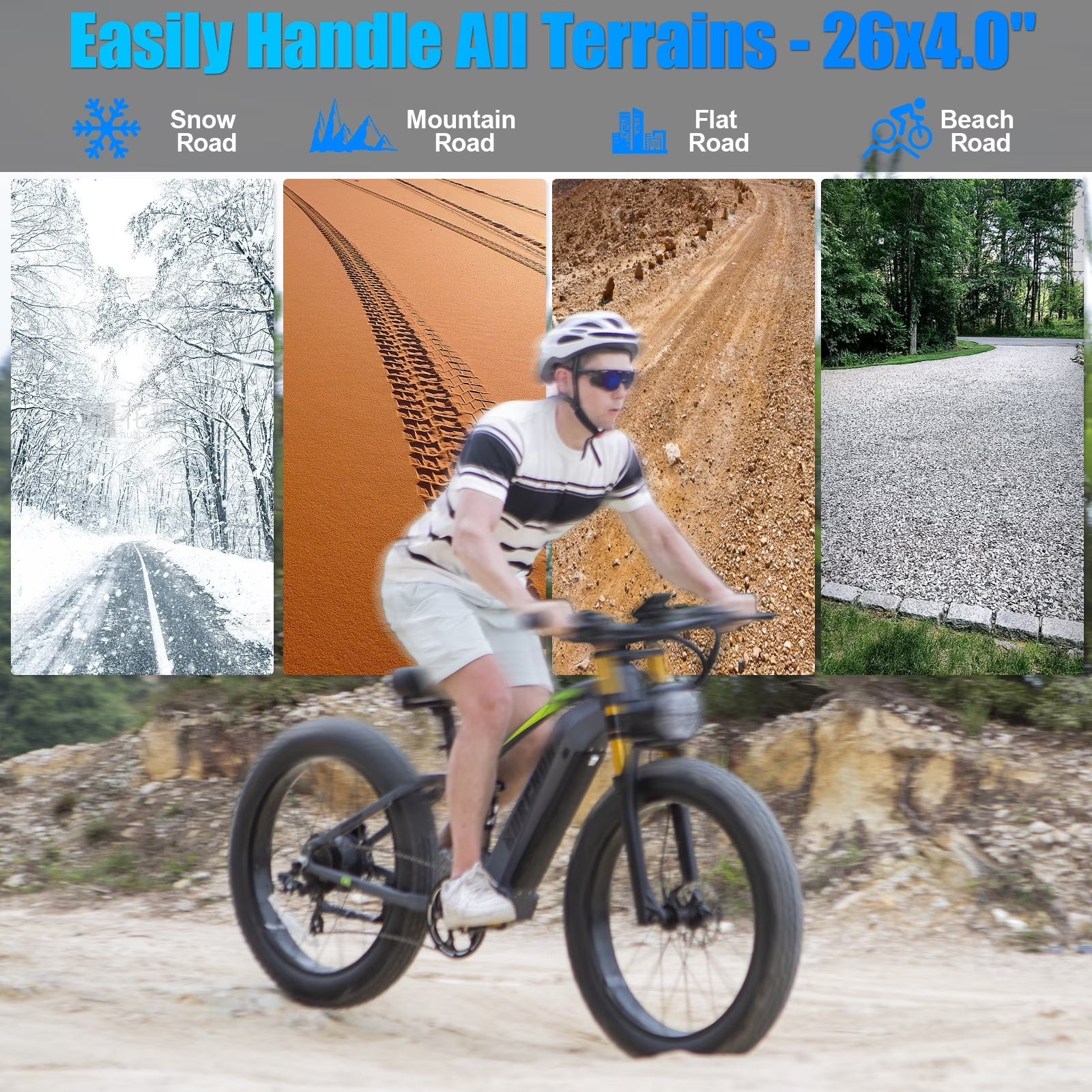 Electric Bike for Adults 26'', 1000W UL2849 48V 40Ah Removable Battery,Fat Tire Ebike up to 30MPH off Road Beach Snow Electric Bicycles Full Suspension & Dual Hydraulic Disc Brakes E-Mountain Bike