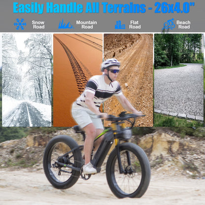 Electric Bike for Adults 26'', 1000W UL2849 48V 40Ah Removable Battery,Fat Tire Ebike up to 30MPH off Road Beach Snow Electric Bicycles Full Suspension & Dual Hydraulic Disc Brakes E-Mountain Bike