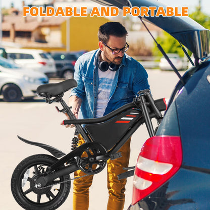 350W Foldable Electric Bike for Adults, 14" Small E-Bike, LCD, Full Suspension, 48V 7.8Ah Electric Cycle for Adult UL 2849