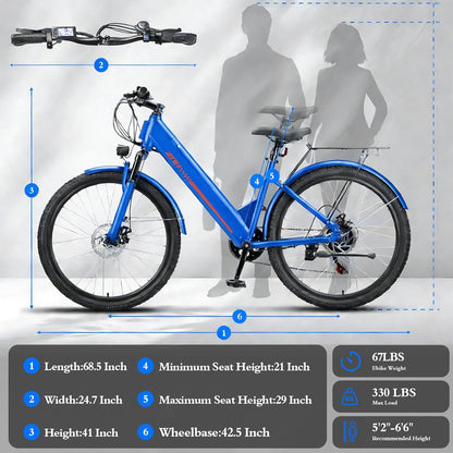 24"/26" Electric Bike for Adults with Peak 1000W Motor & 48V 940.8 Wh Removable Battery, up to 90Miles 23+ MPH Step Thru Electric Bicycle, Commuter E Bikes with 7-Speed, UL 2849 Certified
