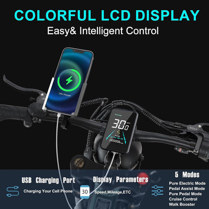Electric Bike for Adults 26'', 1000W UL2849 48V 40Ah Removable Battery,Fat Tire Ebike up to 30MPH off Road Beach Snow Electric Bicycles Full Suspension & Dual Hydraulic Disc Brakes E-Mountain Bike
